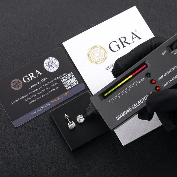 Certified 1.0ctw VVS Moissanite Diamond 925 Sterling Silver Stud Earrings - Picture 2 of 8